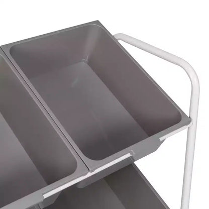 Carrello portaoggetti utilitario in acciaio su rotelle a 6 scomparti, resistente allo sbiadimento, autoportante, 34"H x 24"D, grigio
