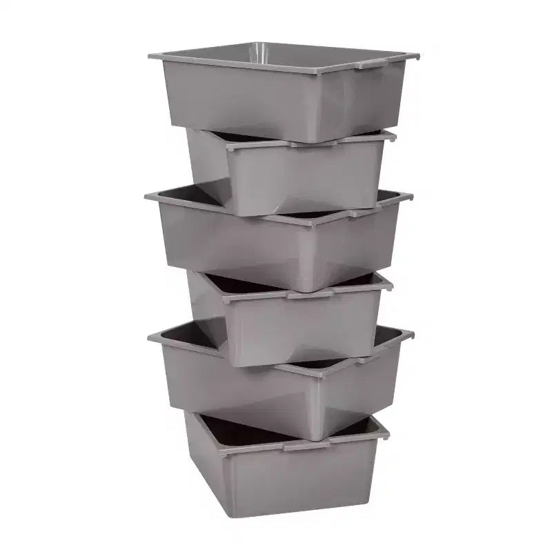 Carrello portaoggetti utilitario in acciaio su rotelle a 6 scomparti, resistente allo sbiadimento, autoportante, 34"H x 24"D, grigio