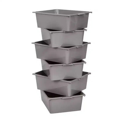 Carrello portaoggetti utilitario in acciaio su rotelle a 6 scomparti, resistente allo sbiadimento, autoportante, 34"H x 24"D, grigio