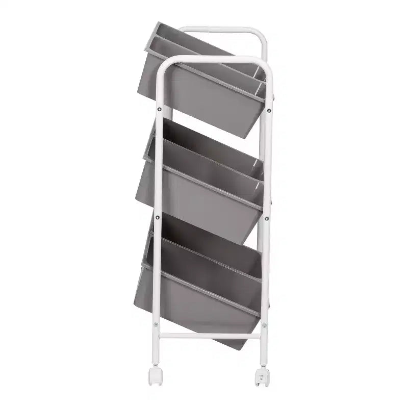 Carrello portaoggetti utilitario in acciaio su rotelle a 6 scomparti, resistente allo sbiadimento, autoportante, 34"H x 24"D, grigio