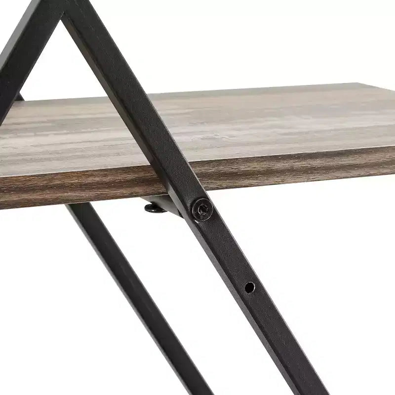 Mensola a muro con tre ripiani Antigua Crossed Double Diamond, nera/rustica, struttura in ferro, hardware di montaggio