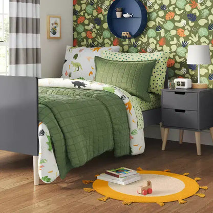 Comodino Moderno per Bambini con 2 Cassetti, Legno Grigio Scuro, Design Quadrato a 4 Gambe, Età 3+