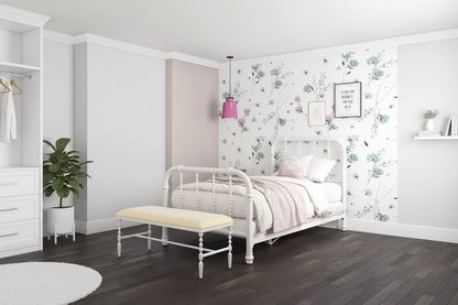 Struttura letto in metallo singolo - Design a scorrimento vintage bianco