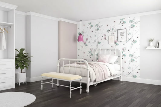 Struttura letto in metallo singolo - Design a scorrimento vintage bianco