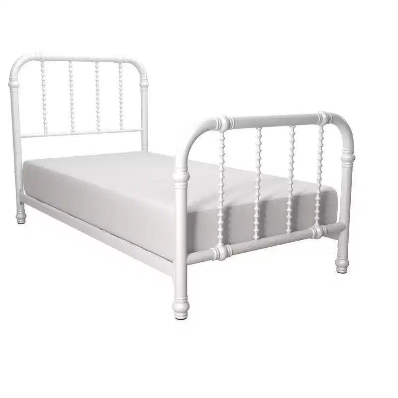 Struttura letto in metallo singolo - Design a scorrimento vintage bianco