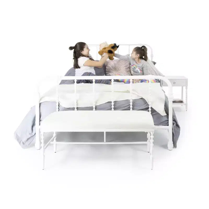 Struttura letto in metallo singolo - Design a scorrimento vintage bianco