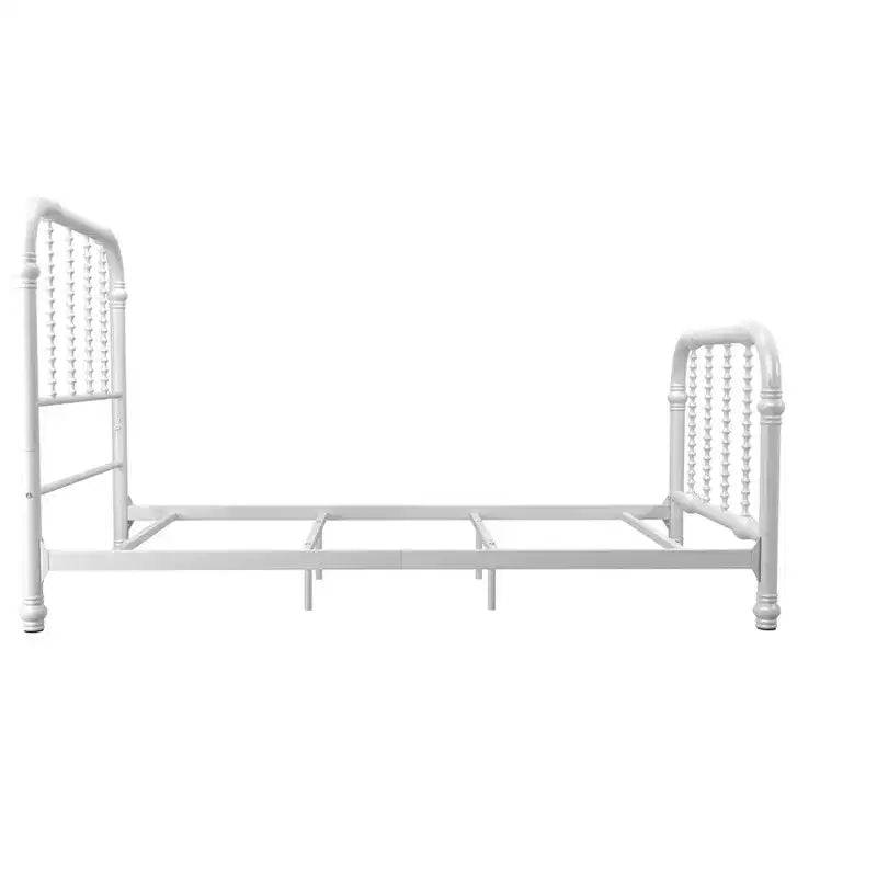 Struttura letto in metallo singolo - Design a scorrimento vintage bianco