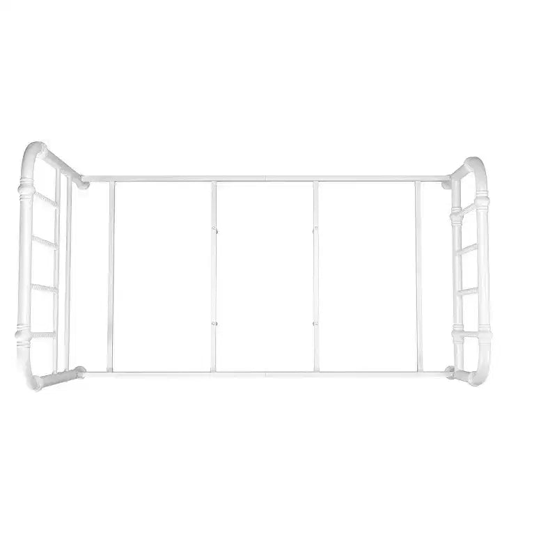 Struttura letto matrimoniale in metallo - Design vintage a volute bianche con supporto centrale
