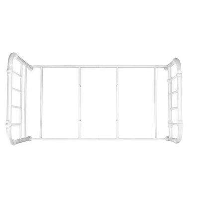 Struttura letto matrimoniale in metallo - Design vintage a volute bianche con supporto centrale