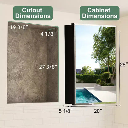 Mobiletto da bagno a incasso/da parete con specchio smussato e ripiani in vetro regolabili - Nero