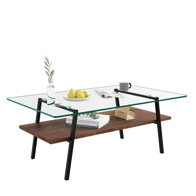Tavolino da salotto moderno in vetro - Tavolino da cocktail di design, piano trasparente