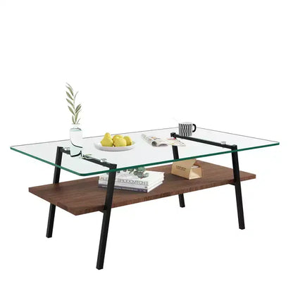 Tavolino da salotto moderno in vetro - Tavolino da cocktail di design, piano trasparente