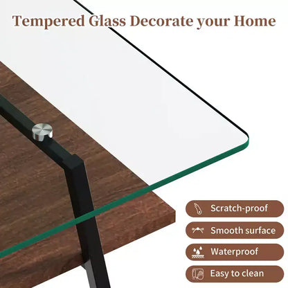 Tavolino da salotto moderno in vetro - Tavolino da cocktail di design, piano trasparente