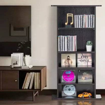 Mobile contenitore multimediale a 5 ripiani, contiene 240 CD/DVD, ripiani in legno regolabili, design antiribaltamento