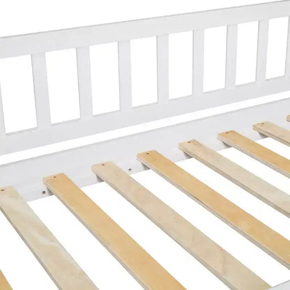 Letto a castello singolo sopra una piazza e mezza con scivolo e scale contenitore, design a casetta, pino e MDF, età 6+