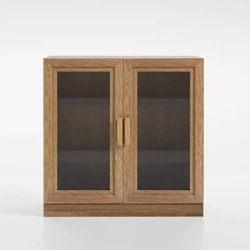 Madia in legno venato 62x31x16, mobile contenitore con ripiani regolabili e ante in rattan per cucina, camera da letto, soggiorno/sala da pranzo