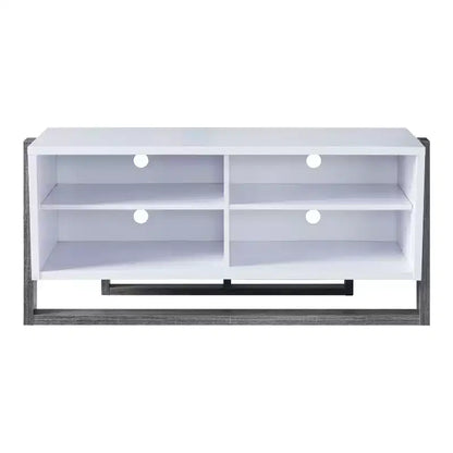 Small Etteridge Shelf TV Stand for TVs up to 56" Gray - miBasics: Transitional Style, Two-Tone Finish, Open & Adjustable Shelves