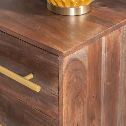 Madia Adair Mid-Century moderna 58", legno massello di acacia, 2 ante 3 cassetti, ferro dorato