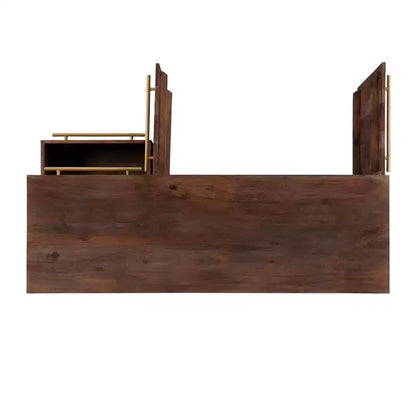 Madia Adair Mid-Century moderna 58", legno massello di acacia, 2 ante 3 cassetti, ferro dorato