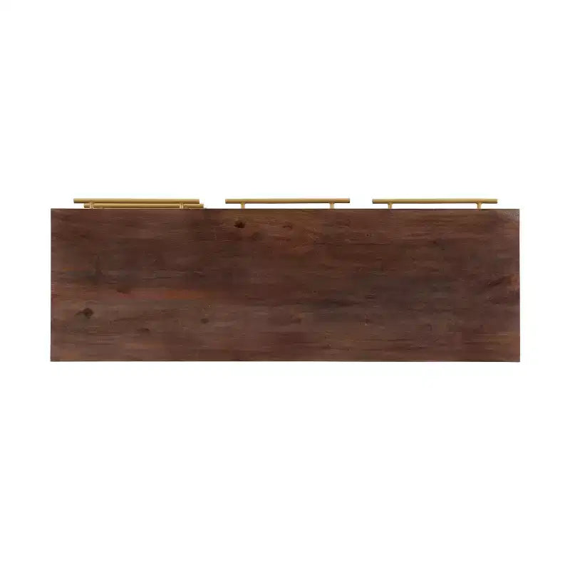 Madia Adair Mid-Century moderna 58", legno massello di acacia, 2 ante 3 cassetti, ferro dorato