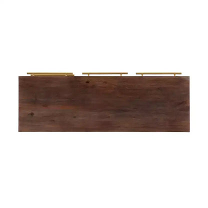 Madia Adair Mid-Century moderna 58", legno massello di acacia, 2 ante 3 cassetti, ferro dorato