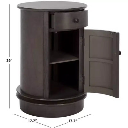 Tavolino d'appoggio girevole con cassetto - Stile rustico grigio vintage, pino e MDF