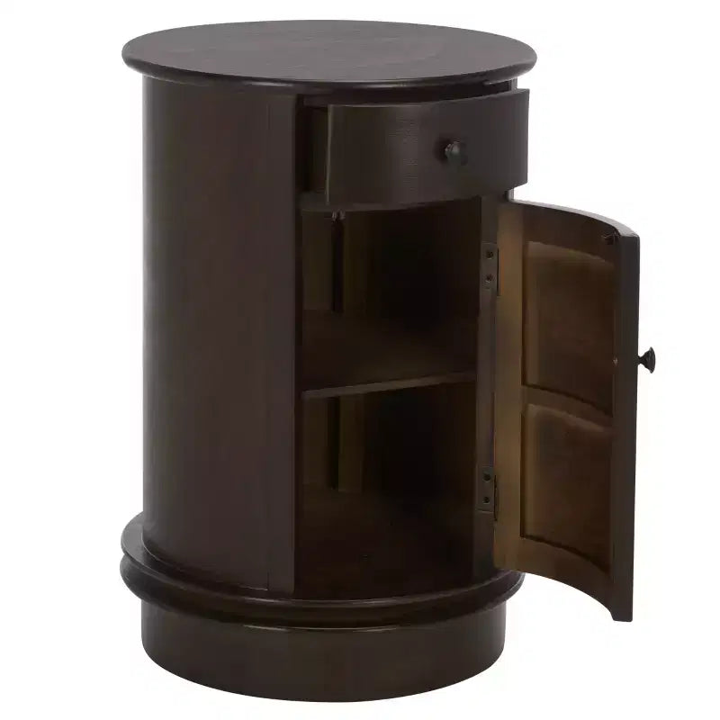 Tavolino d'appoggio girevole con cassetto - Stile rustico grigio vintage, pino e MDF