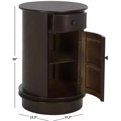 Tavolino d'appoggio girevole con cassetto - Stile rustico grigio vintage, pino e MDF