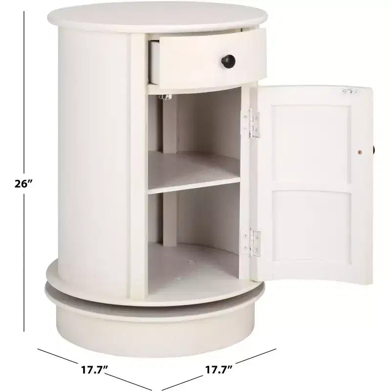 Tavolino d'appoggio girevole con cassetto - Stile rustico grigio vintage, pino e MDF