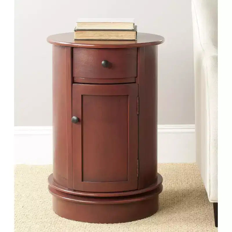 Tavolino d'appoggio girevole con cassetto - Stile rustico grigio vintage, pino e MDF