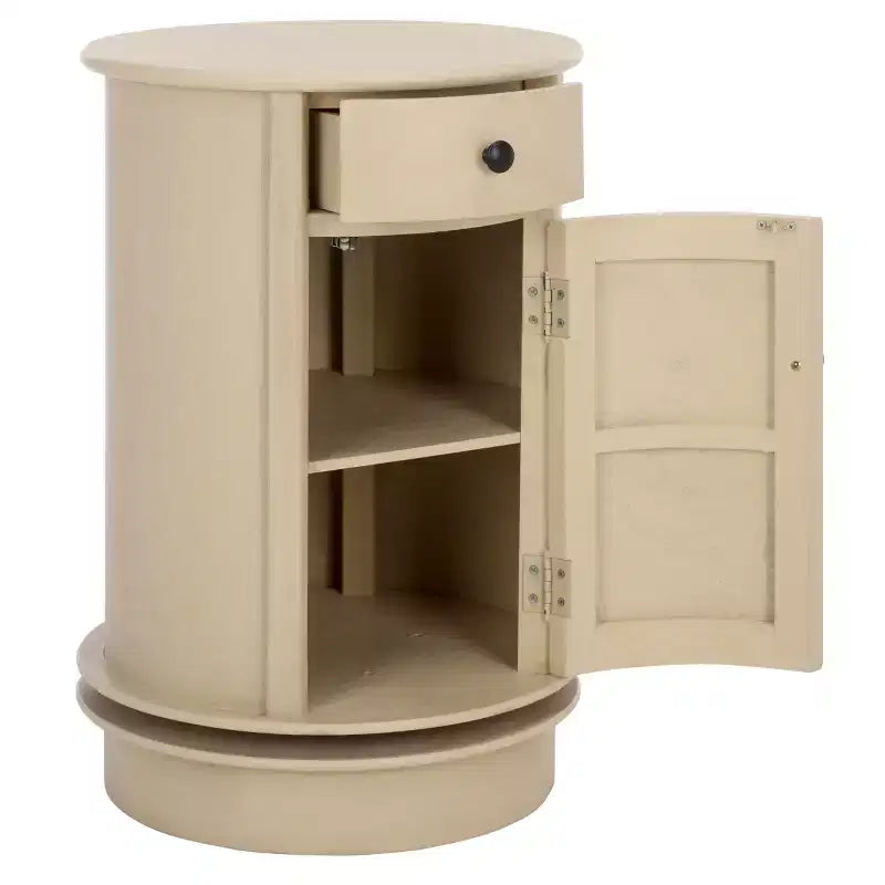 Tavolino d'appoggio girevole con cassetto - Stile rustico grigio vintage, pino e MDF