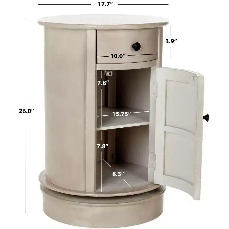 Tavolino d'appoggio girevole con cassetto - Stile rustico grigio vintage, pino e MDF