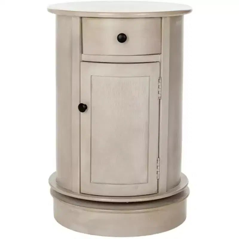 Tavolino d'appoggio girevole con cassetto - Stile rustico grigio vintage, pino e MDF