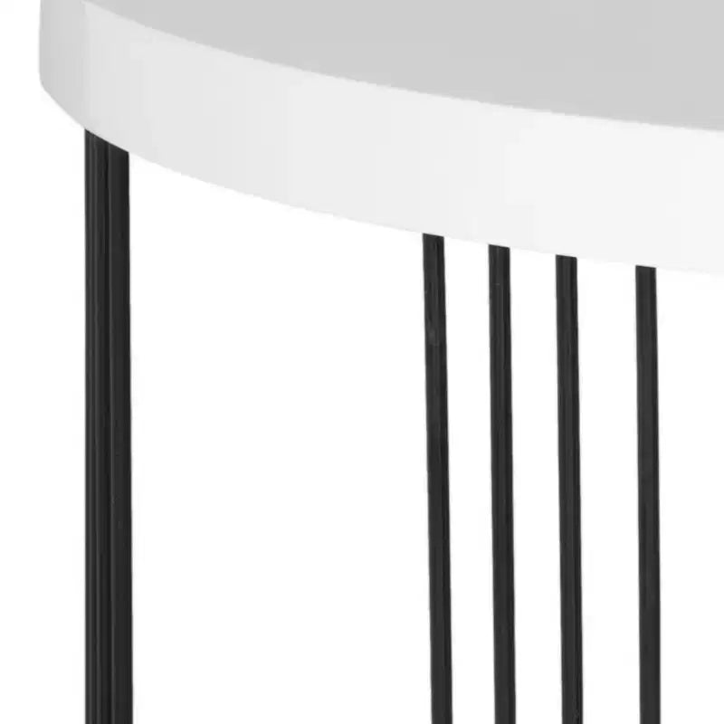 Tavolino da caffè rotondo Mid Century scandinavo laccato - Bianco e Nero
