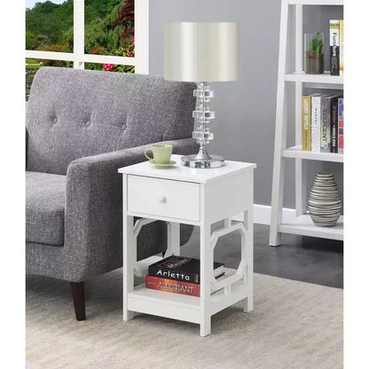 Comodino con 1 cassetto, tavolino rettangolare in MDF nero h 61 cm