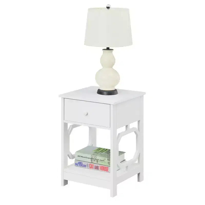 Comodino con 1 cassetto, tavolino rettangolare in MDF nero h 61 cm
