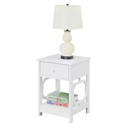 Comodino con 1 cassetto, tavolino rettangolare in MDF nero h 61 cm