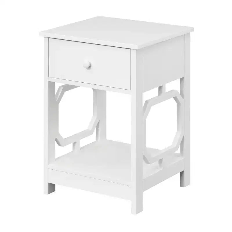 Comodino con 1 cassetto - Rettangolare nero in MDF, Comodino moderno da 24"