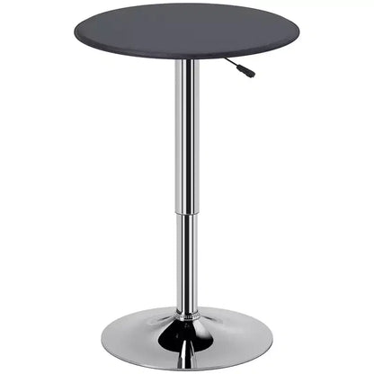 HOMCOM 25 Classic Round Adjustable Faux Leather Chrome Standing Bistro Table