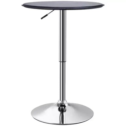Tavolo da bar bistrot rotondo regolabile in altezza da 25" in similpelle, base a piedistallo cromata, nero