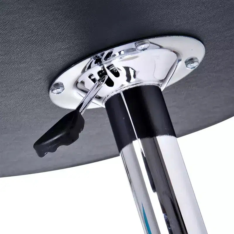 Tavolo da bar bistrot rotondo regolabile in altezza da 25" in similpelle, base a piedistallo cromata, nero