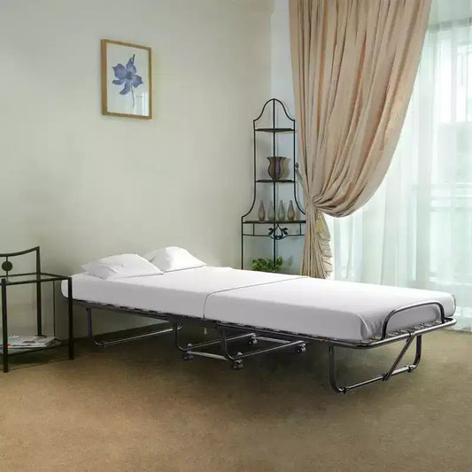 Letto Pieghevole Avvolgibile in Metallo con Materasso in Memory Foam, Brandina Portatile per Ospiti Prodotta in Italia