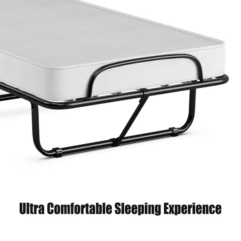 Letto Pieghevole Avvolgibile in Metallo con Materasso in Memory Foam, Brandina Portatile per Ospiti Prodotta in Italia