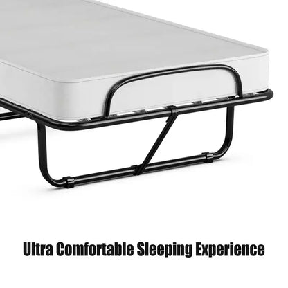 Letto Pieghevole Avvolgibile in Metallo con Materasso in Memory Foam, Brandina Portatile per Ospiti Prodotta in Italia