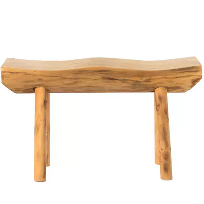 Panca rustica da ingresso in legno di Paulownia intagliato con bordo naturale, 81 cm di larghezza, nessun assemblaggio richiesto