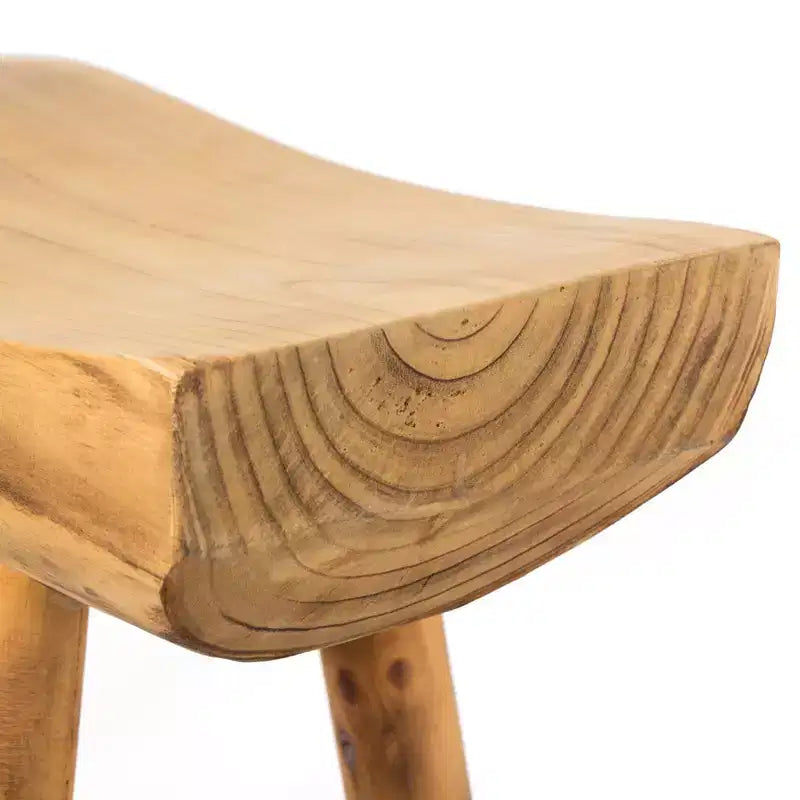 Panca rustica da ingresso in legno di Paulownia intagliato con bordo naturale, 81 cm di larghezza, nessun assemblaggio richiesto